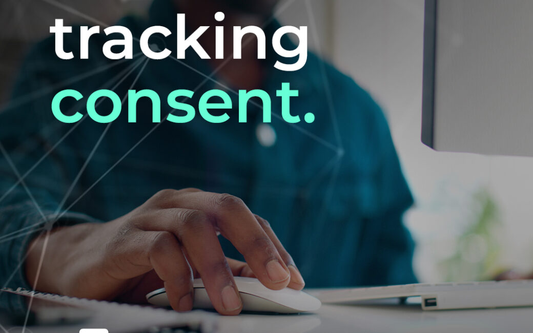 Website tracking consent man on computer