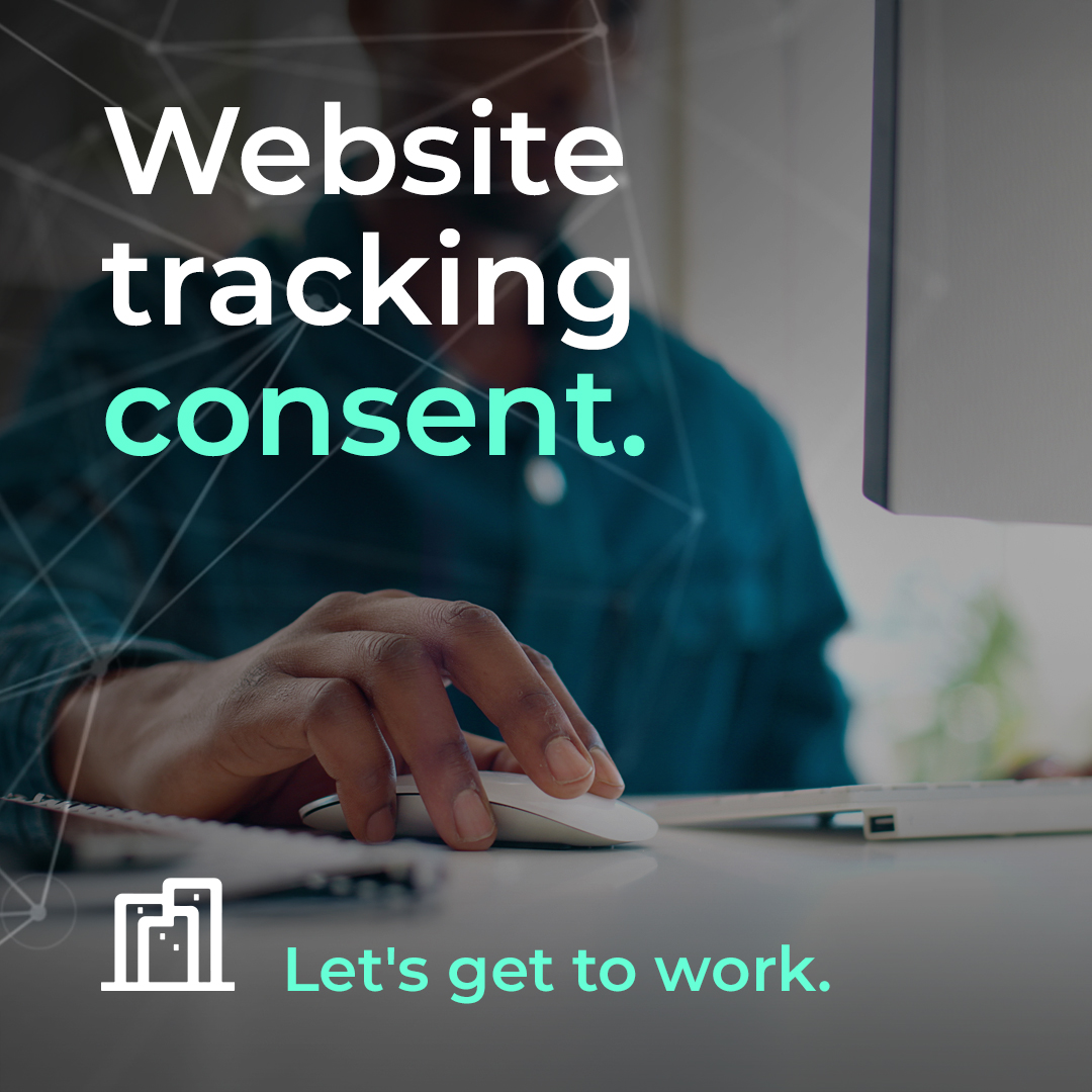 Website tracking consent man on computer