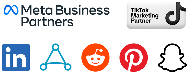Meta, TikTok, LinkedIn, AppLovin, Reddit, Pinterest, and Snapchat Logos